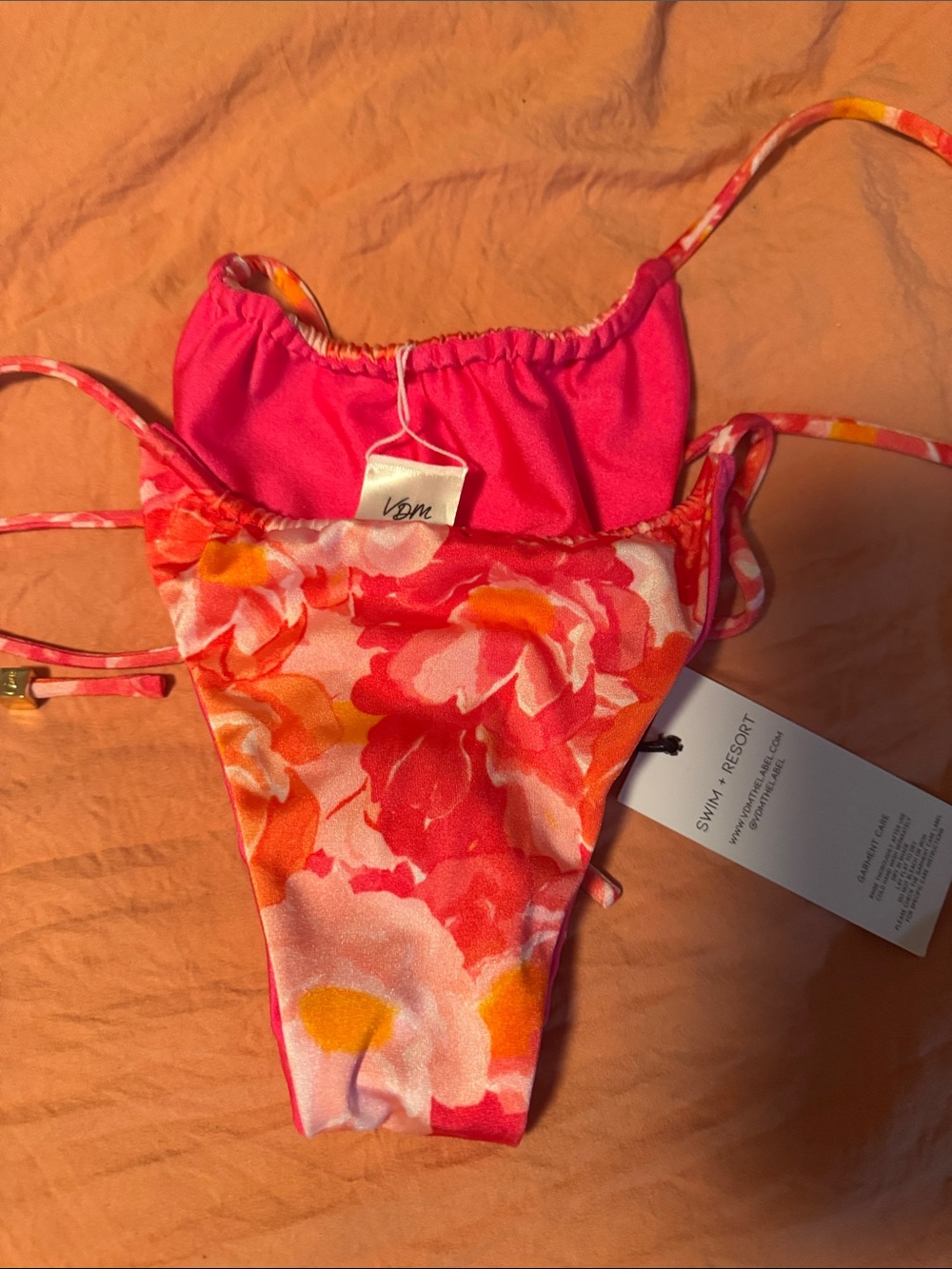 Womens Floral bottom only Swimsuit in Pink & Orange